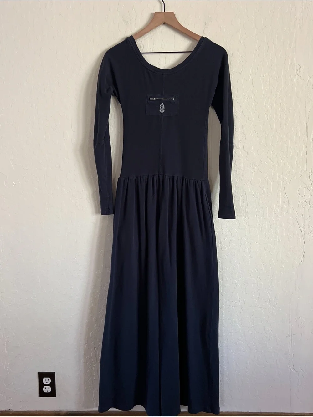 Free People Movement Hot Shot Wide-Leg Onesie Long Sleeve Jumpsuit Small Navy